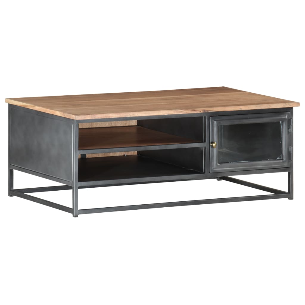 Sohvapöytä harmaa 90x50x35 cm täysi akaasiapuu - Sisustajankoti.fi