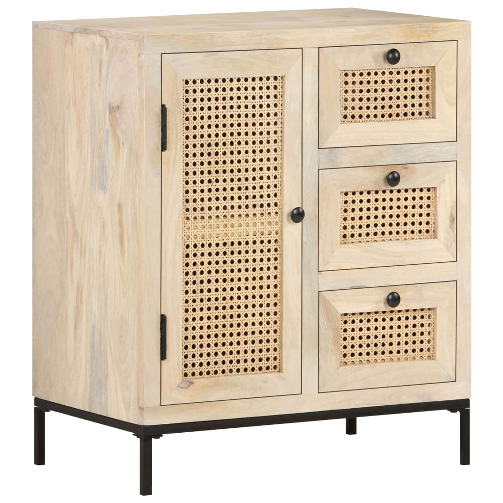 Senkki 60x35x70 cm täysi mangopuu ja luonnollinen ruoko - Sisustajankoti.fi