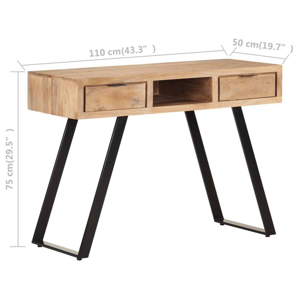Työpöytä 110x50x75 cm täysi akaasiapuu elävillä reunoilla - Sisustajankoti.fi