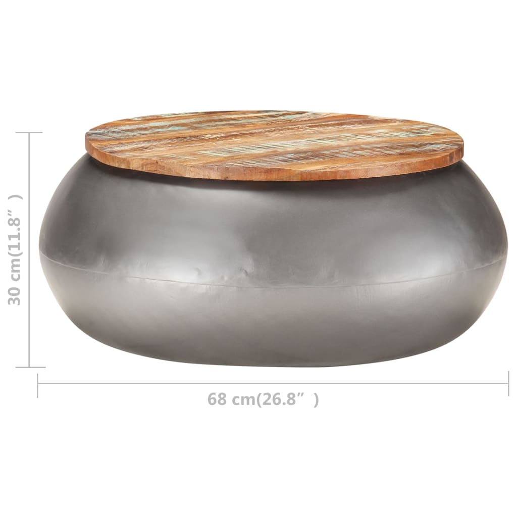 Sohvapöytä harmaa 68x68x30 cm kierrätetty täyspuu - Sisustajankoti.fi