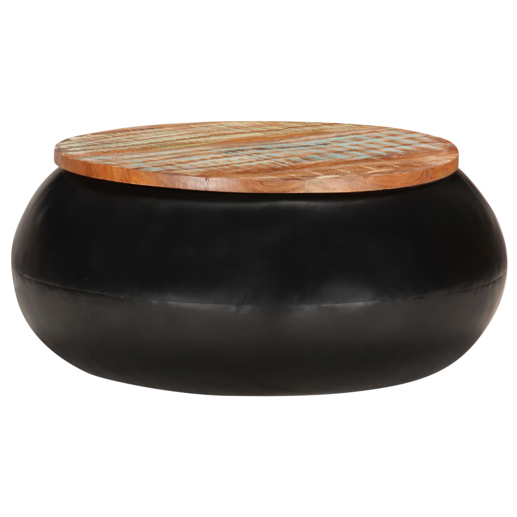 Sohvapöytä musta 68x68x30 cm kierrätetty täyspuu - Sisustajankoti.fi