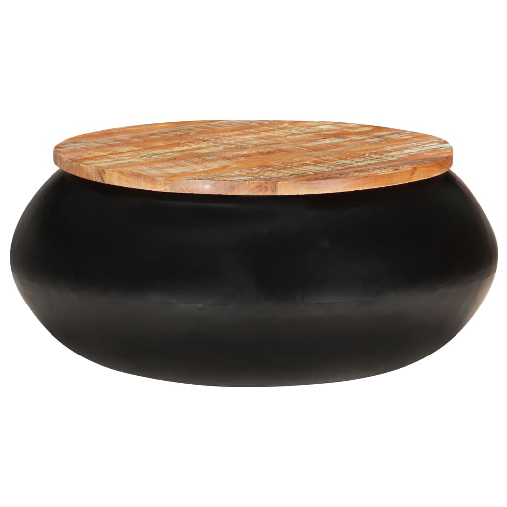 Sohvapöytä musta 68x68x30 cm kierrätetty täyspuu - Sisustajankoti.fi