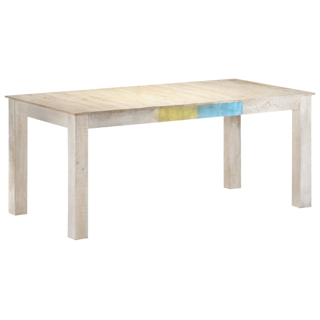 Ruokapöytä valkoinen 180x90x76 cm täysi mangopuu - Sisustajankoti.fi