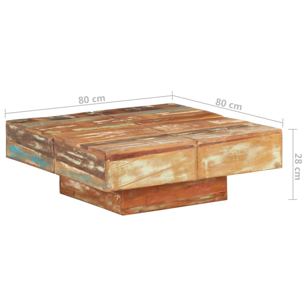 Sohvapöytä 80x80x28 cm täysi kierrätyspuu - Sisustajankoti.fi