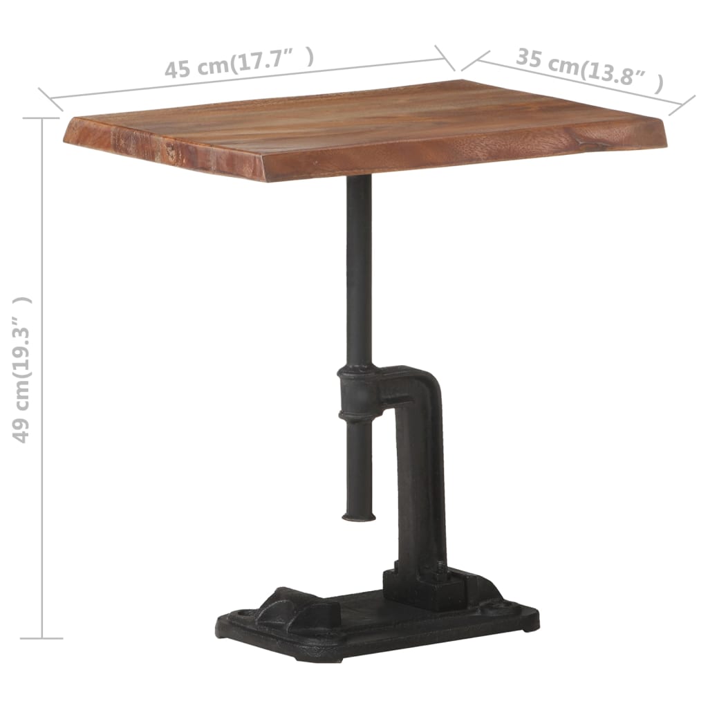 Sivupöytä ruskea 45x35x49 cm täysi akaasiapuu ja valurauta - Sisustajankoti.fi