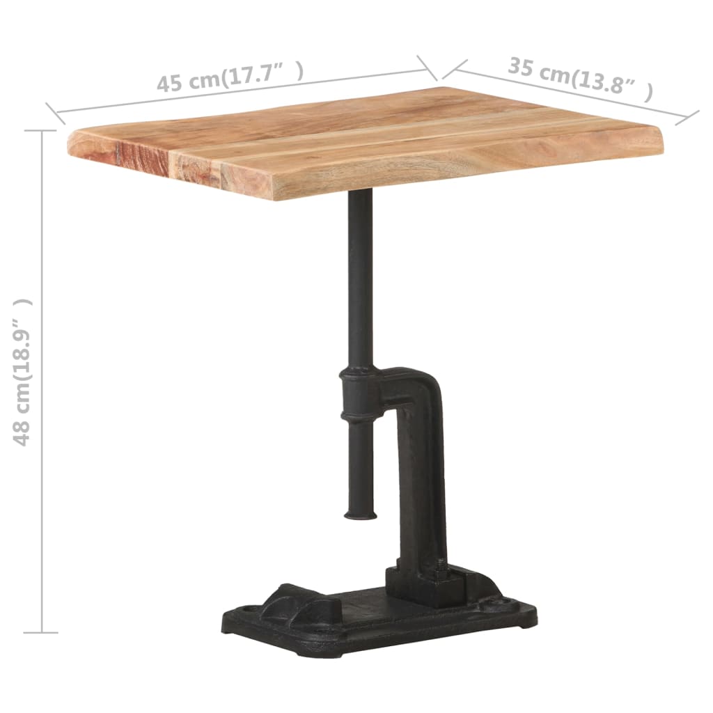 Sivupöytä vaalea puu 45x35x48 cm täysi akaasiapuu ja valurauta - Sisustajankoti.fi