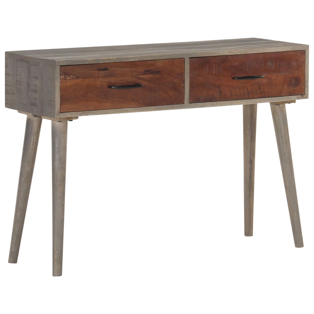 Konsolipöytä harmaa 110x35x75 cm täysi karkea mangopuu - Sisustajankoti.fi