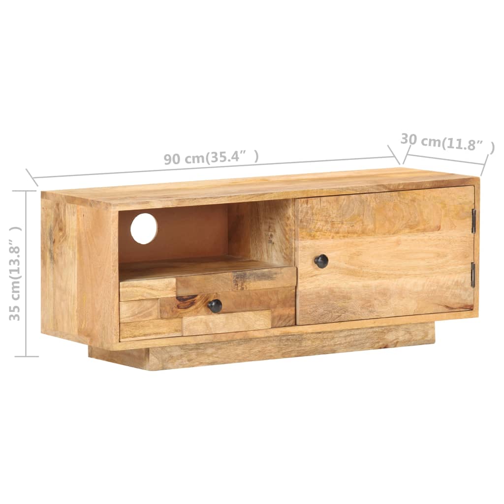 TV-taso 90x30x35 cm täysi mangopuu - Sisustajankoti.fi