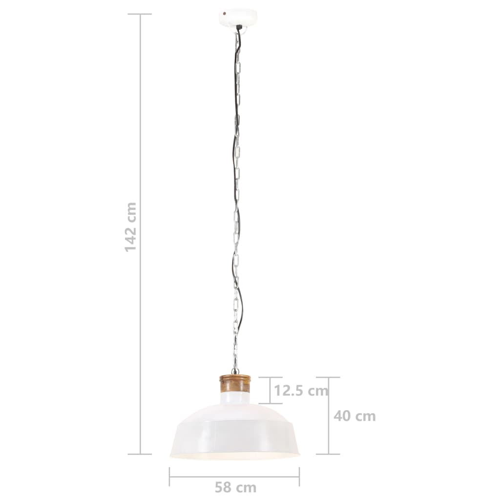 Teollistyylinen riippuvalaisin 58 cm valkoinen E27 - Sisustajankoti.fi