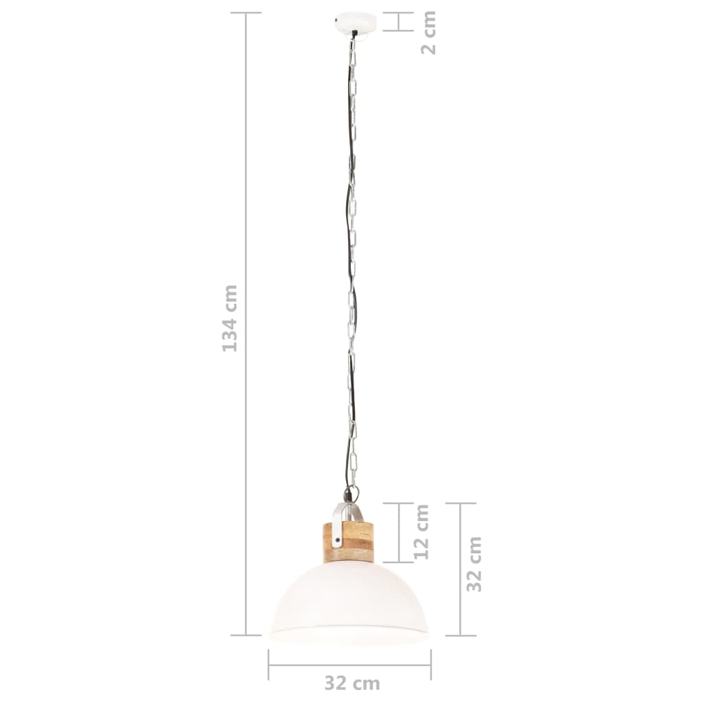 Teollinen riippuvalaisin valk. pyöreä 32 cm E27 täysi mangopuu - Sisustajankoti.fi
