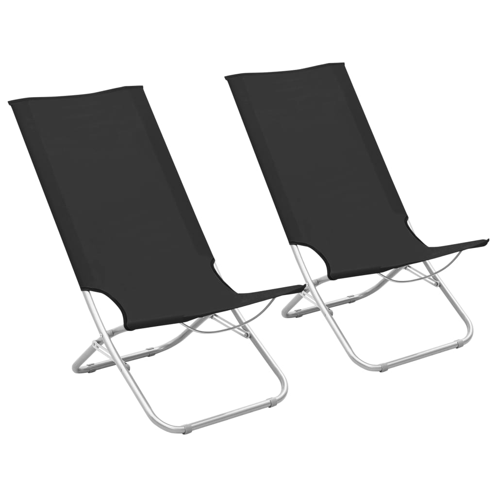 Kokoontaitettavat rantatuolit 2 kpl musta kangas - Sisustajankoti.fi