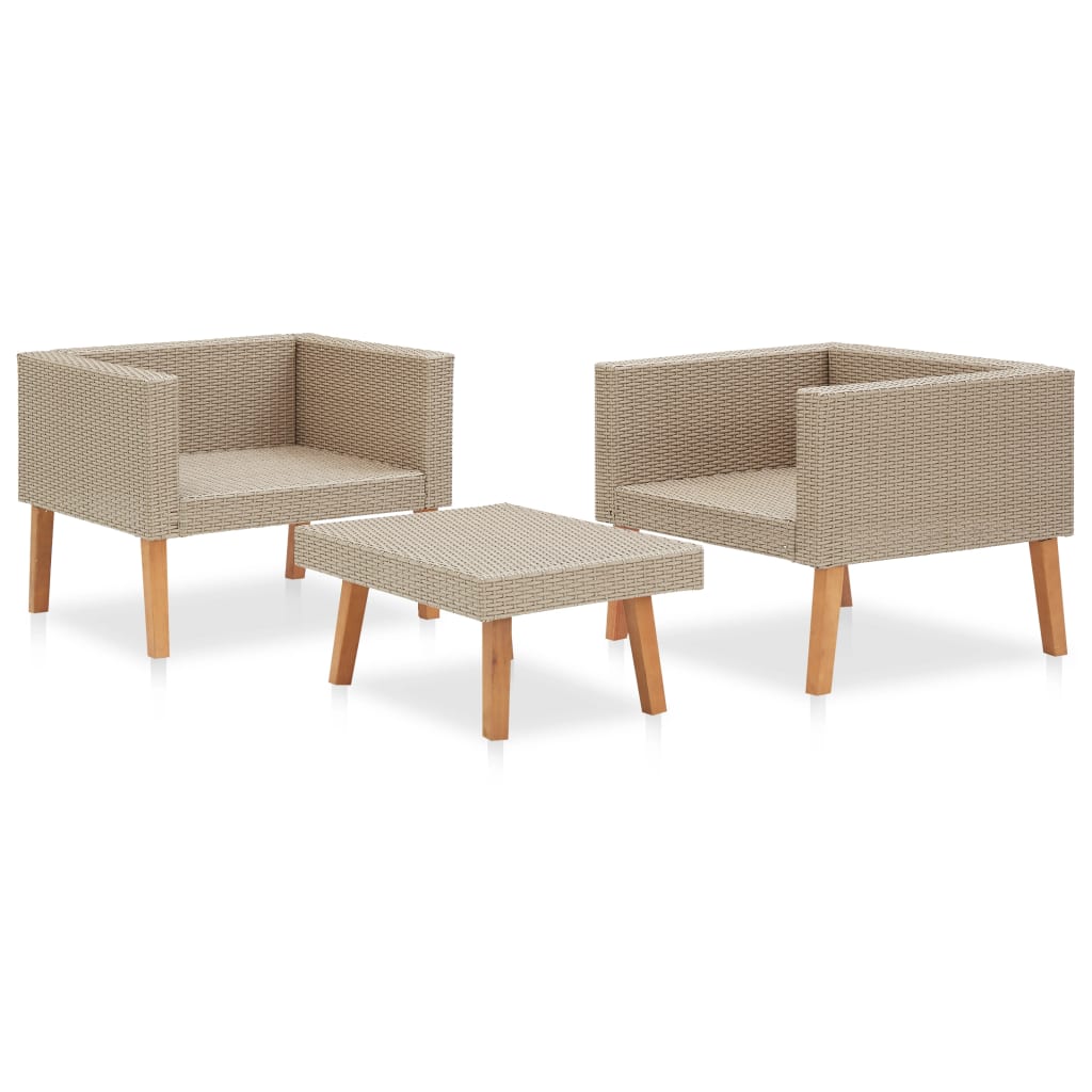 3-osainen Puutarhasohvasarja tyynyillä polyrottinki beige - Sisustajankoti.fi