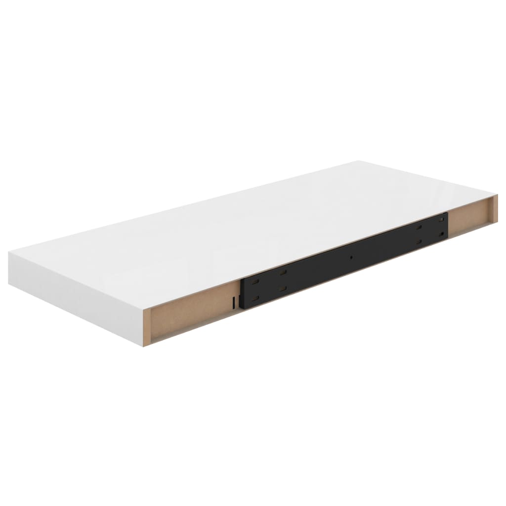 Kelluva seinähylly korkeakiilto valkoinen 60x23,5x3,8 cm MDF - Sisustajankoti.fi