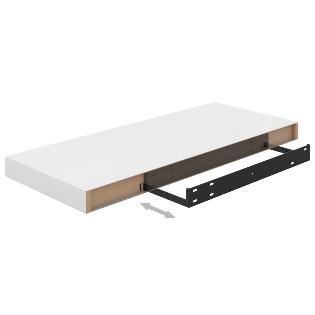 Kelluva seinähylly korkeakiilto valkoinen 60x23,5x3,8 cm MDF - Sisustajankoti.fi