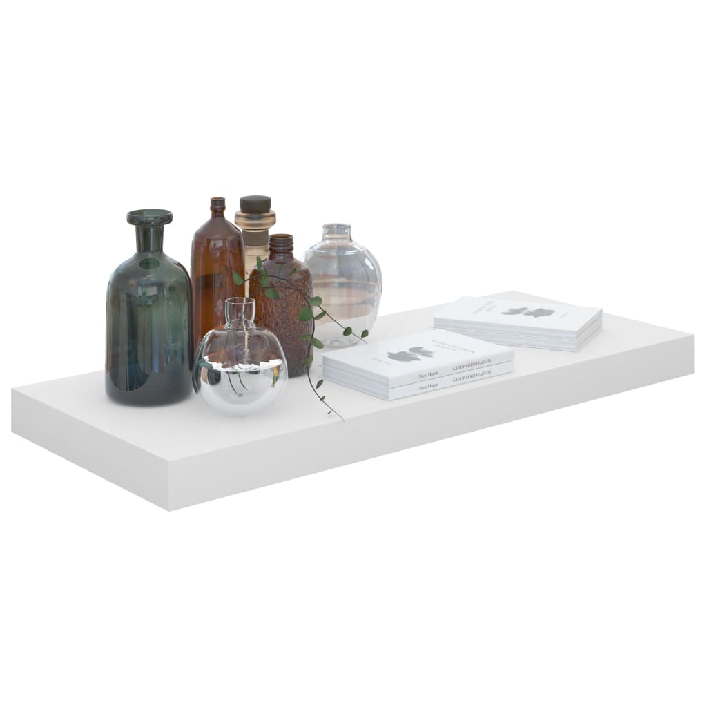 Kelluvat seinähyllyt 2kpl korkeakiilto valk. 60x23,5x3,8 cm MDF - Sisustajankoti.fi