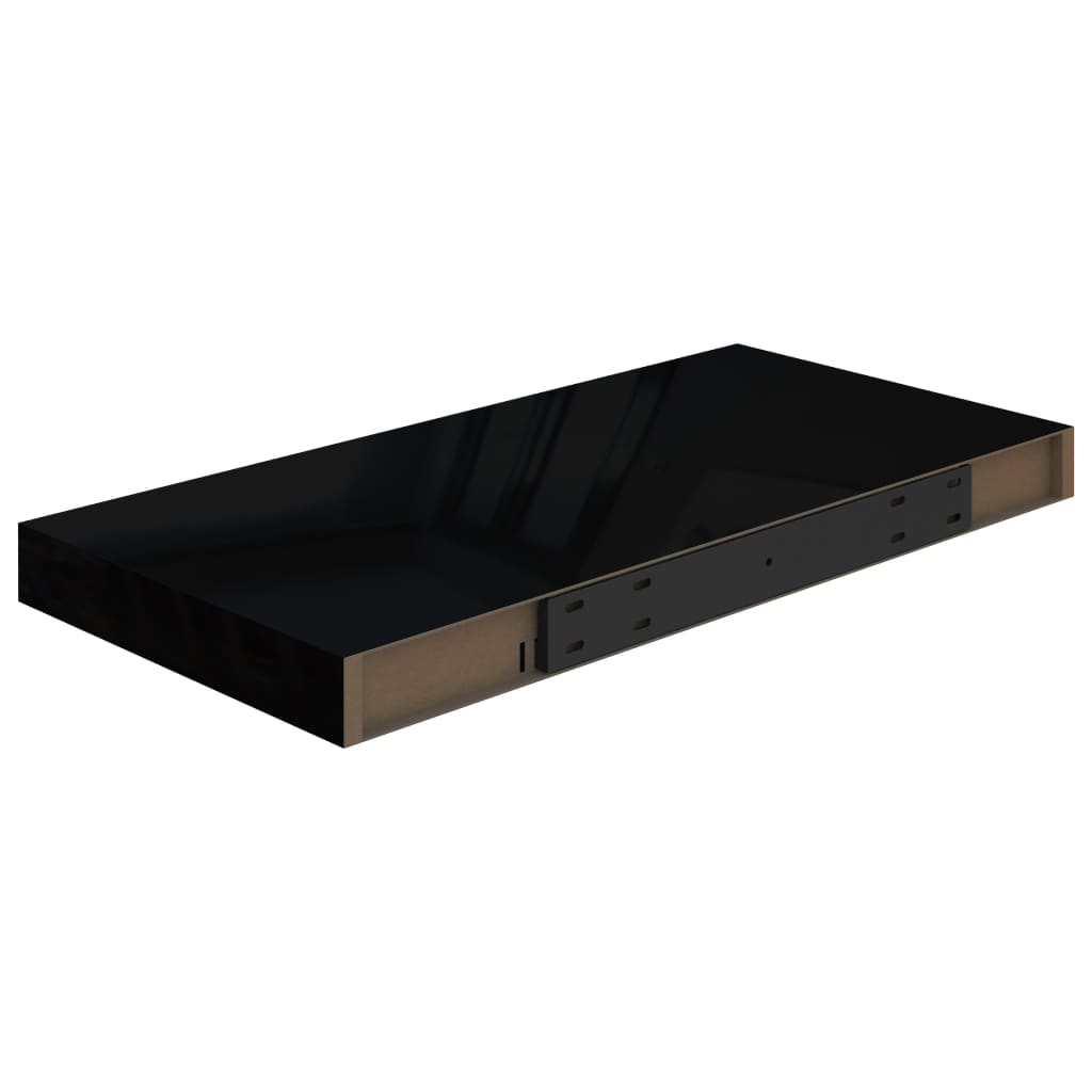 Kelluva seinähylly korkeakiilto musta 50x23x3,8 cm - Sisustajankoti.fi
