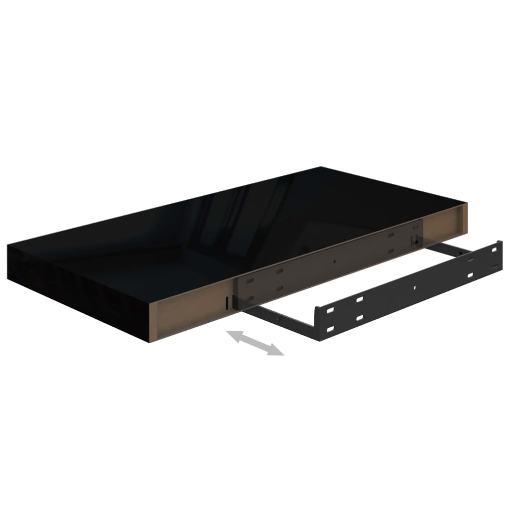 Kelluva seinähylly korkeakiilto musta 50x23x3,8 cm - Sisustajankoti.fi