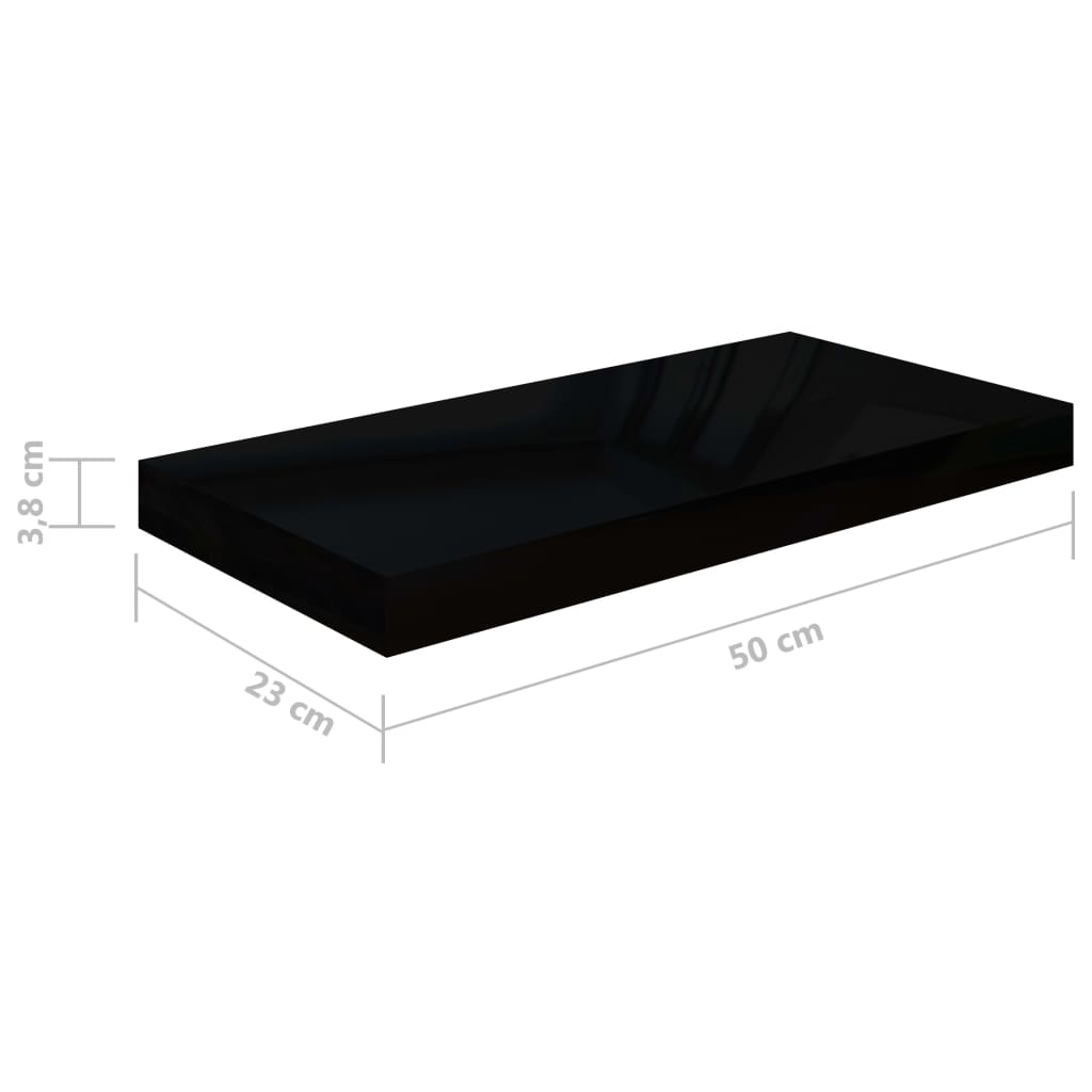 Kelluva seinähylly korkeakiilto musta 50x23x3,8 cm - Sisustajankoti.fi