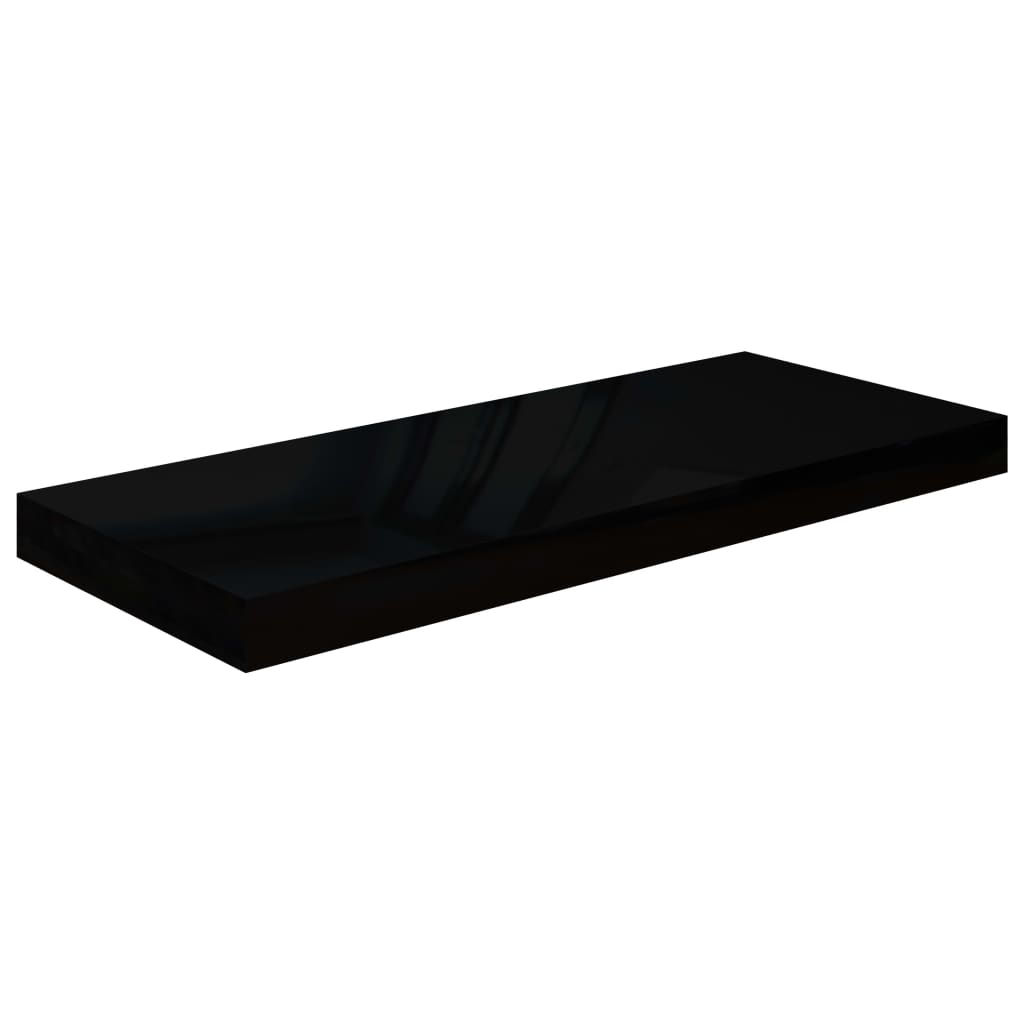 Kelluva seinähylly korkeakiilto musta 60x23,5x3,8 cm MDF - Sisustajankoti.fi