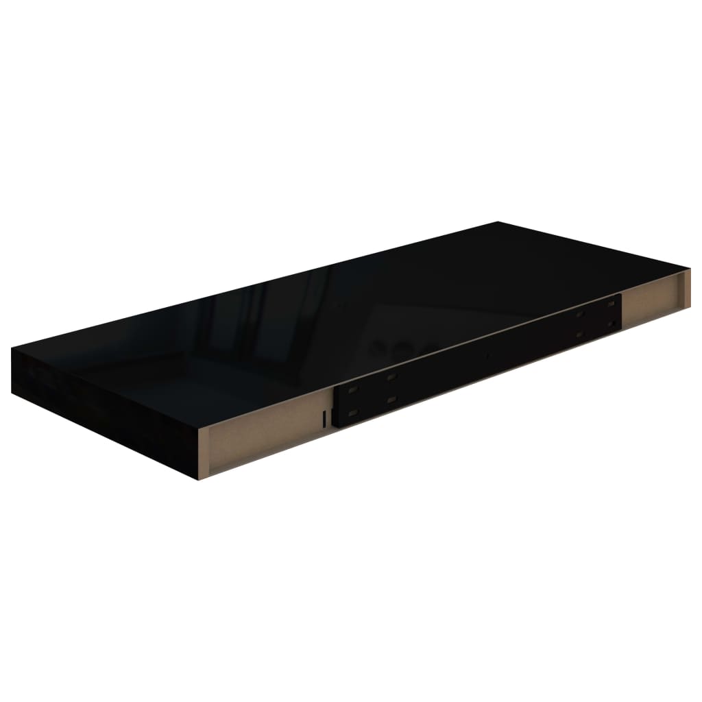 Kelluva seinähylly korkeakiilto musta 60x23,5x3,8 cm MDF - Sisustajankoti.fi