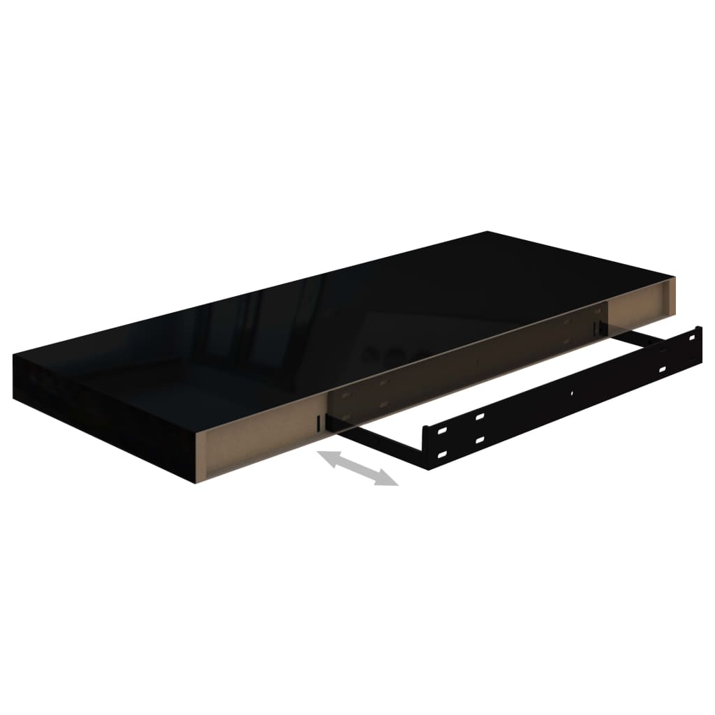 Kelluva seinähylly korkeakiilto musta 60x23,5x3,8 cm MDF - Sisustajankoti.fi