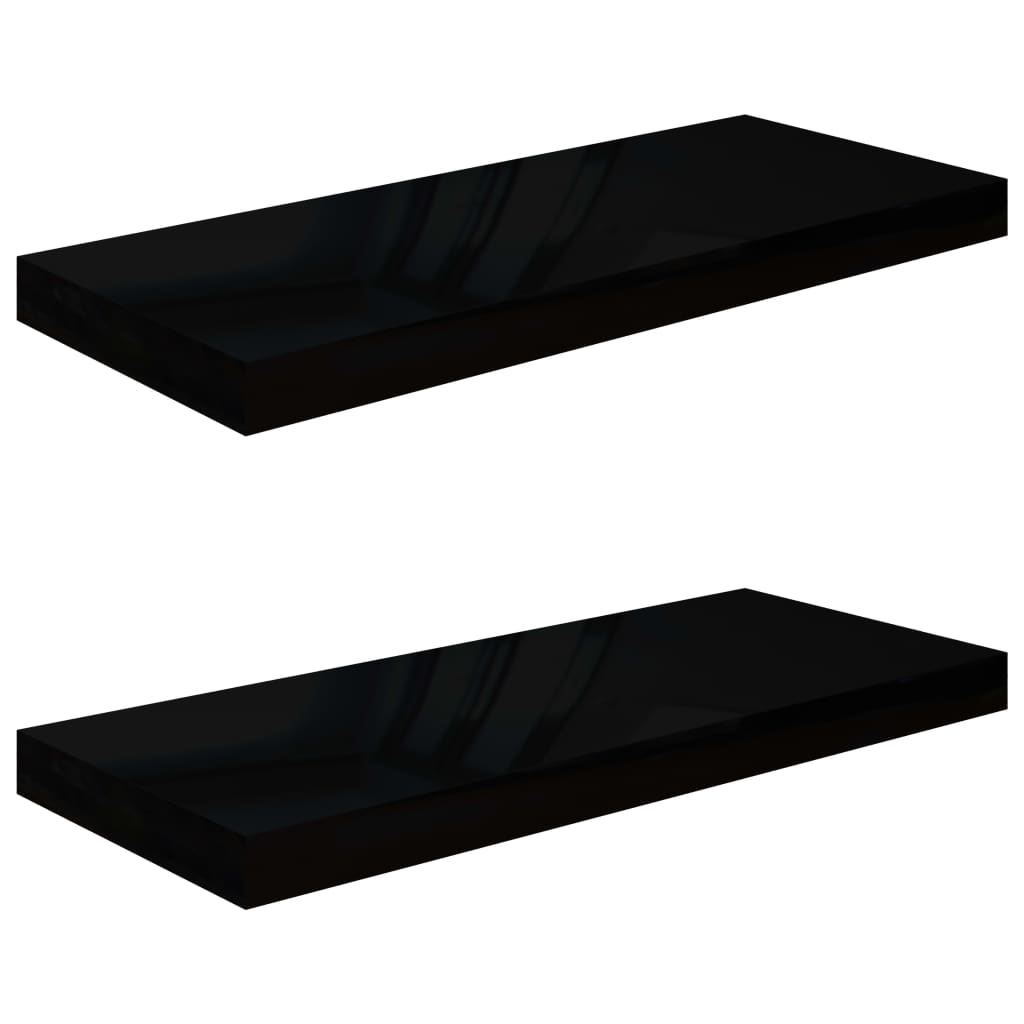 Kelluvat seinähyllyt 2kpl kork.kiilto musta 60x23,5x3,8 cm - Sisustajankoti.fi