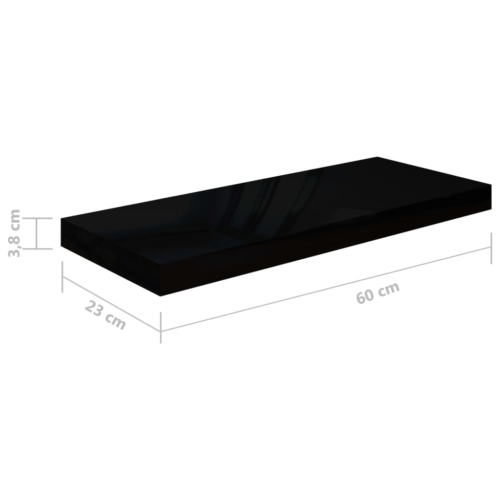 Kelluvat seinähyllyt 4kpl korkeakiilto musta 60x23,5x3,8cm - Sisustajankoti.fi