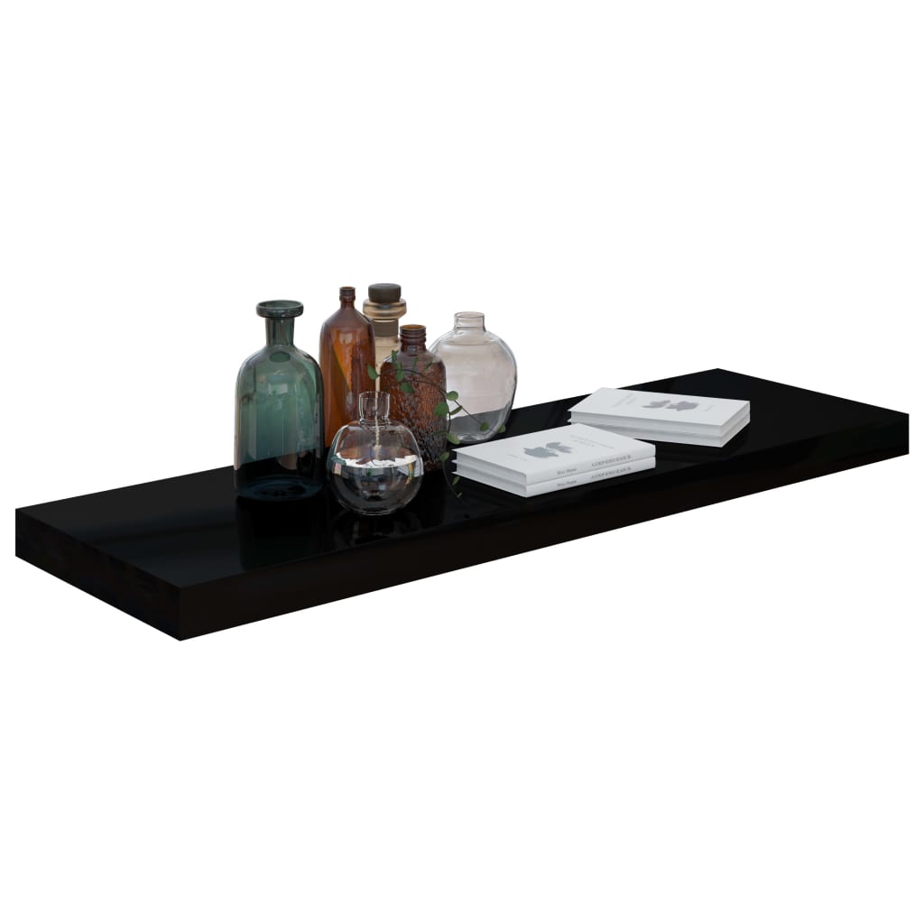 Kelluvat seinähyllyt 4 kpl korkeakiilto musta 80x23,5x3,8cm - Sisustajankoti.fi