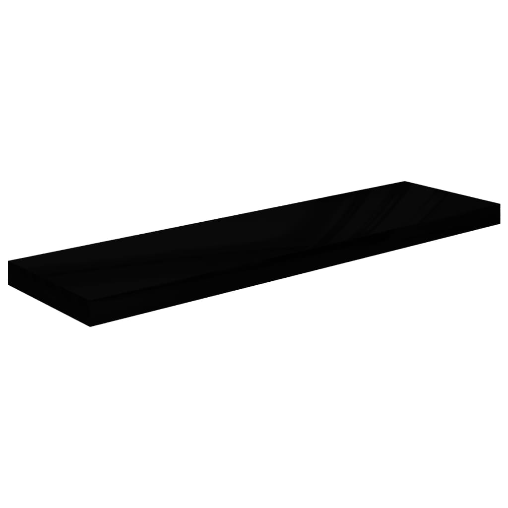 Kelluvat seinähyllyt 4 kpl korkeakiilto musta 90x23,5x3,8cm MDF - Sisustajankoti.fi