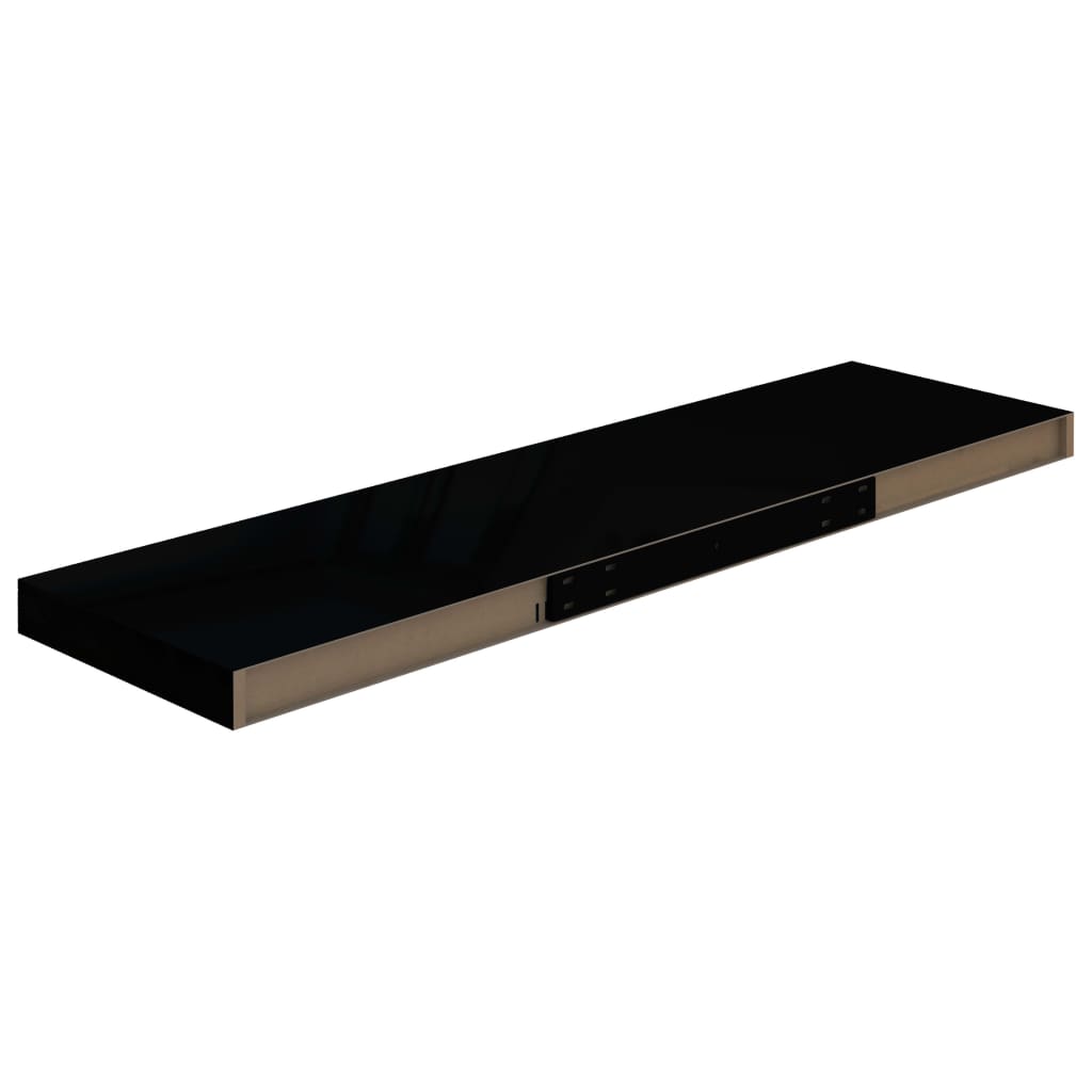 Kelluvat seinähyllyt 4 kpl korkeakiilto musta 90x23,5x3,8cm MDF - Sisustajankoti.fi