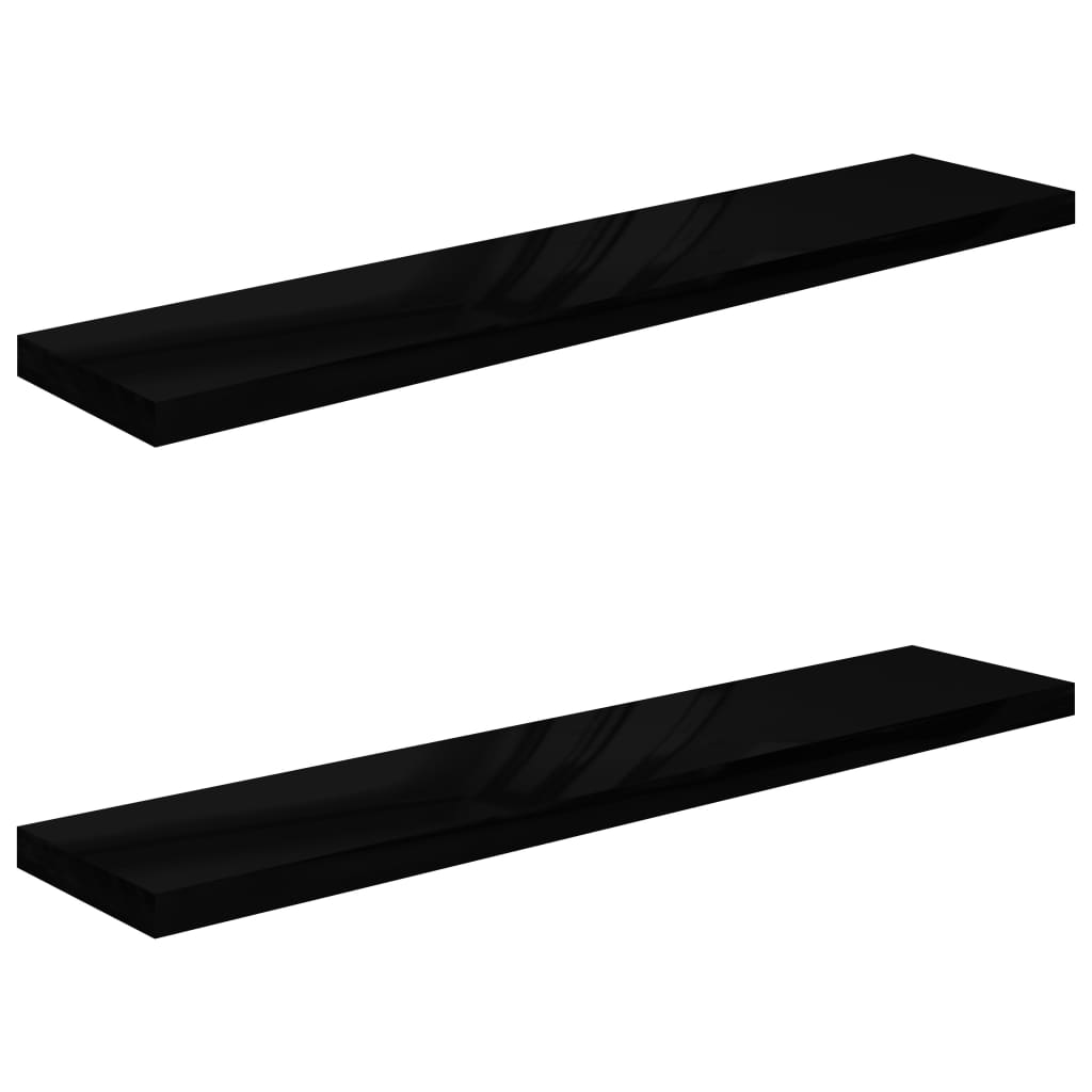 Kelluvat seinähyllyt 2kpl korkeakiilto musta 120x23,5x3,8cm - Sisustajankoti.fi