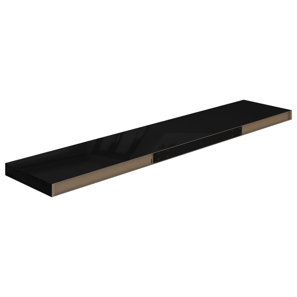 Kelluvat seinähyllyt 2kpl korkeakiilto musta 120x23,5x3,8cm - Sisustajankoti.fi