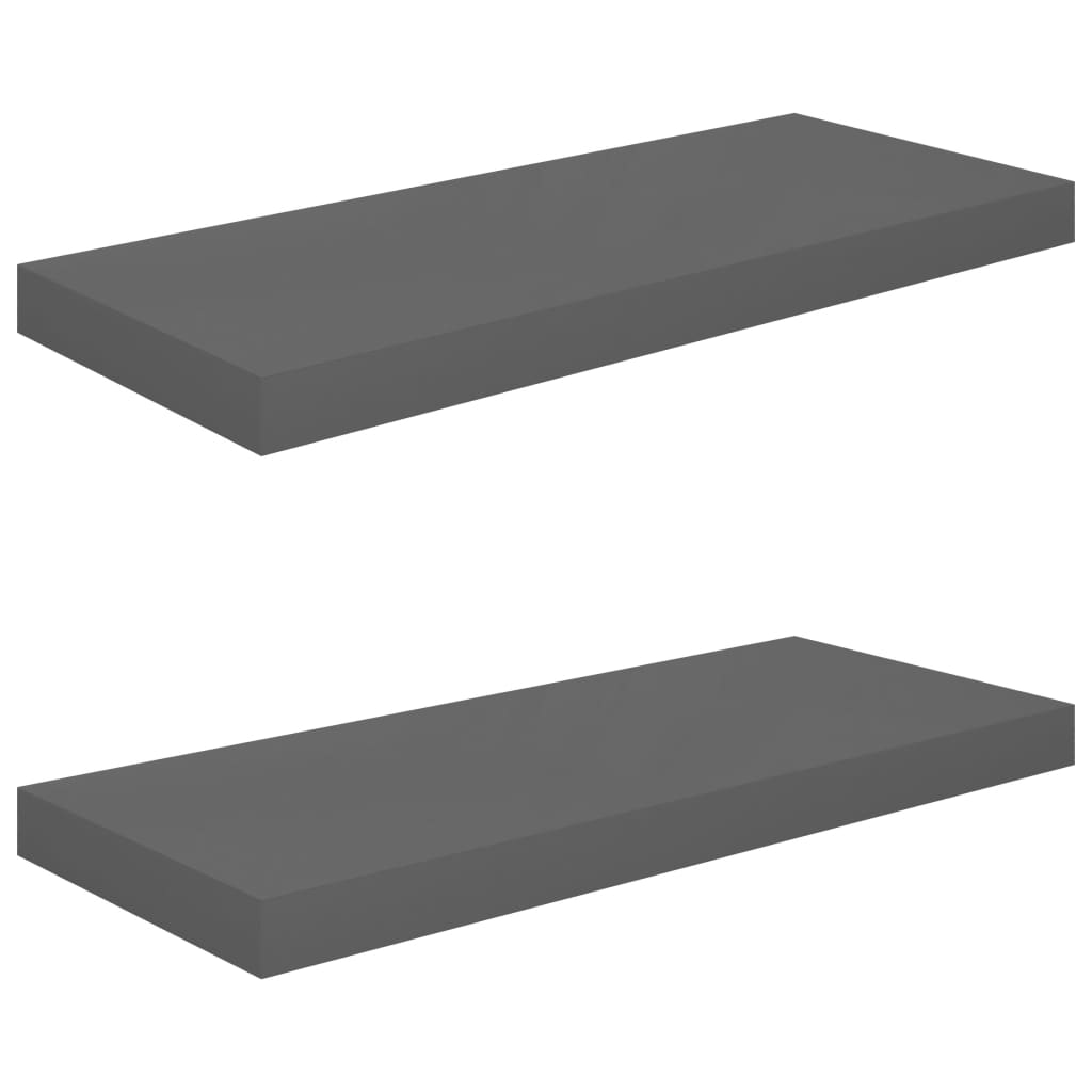 Kelluvat seinähyllyt 2kpl kork.kiilto harmaa 60x23,5x3,8cm MDF - Sisustajankoti.fi