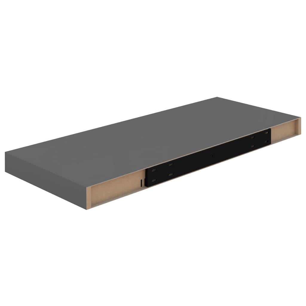 Kelluvat seinähyllyt 2kpl kork.kiilto harmaa 60x23,5x3,8cm MDF - Sisustajankoti.fi