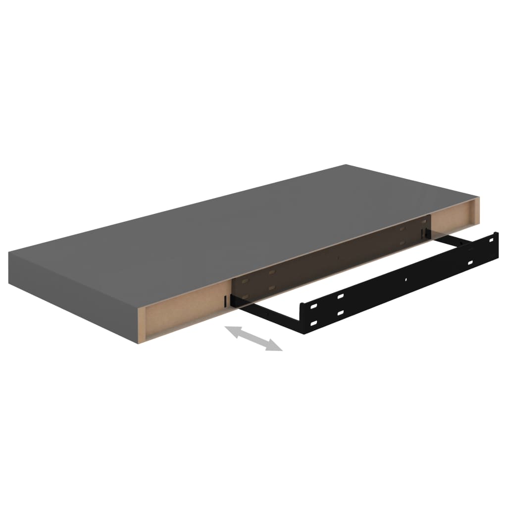 Kelluvat seinähyllyt 2kpl kork.kiilto harmaa 60x23,5x3,8cm MDF - Sisustajankoti.fi