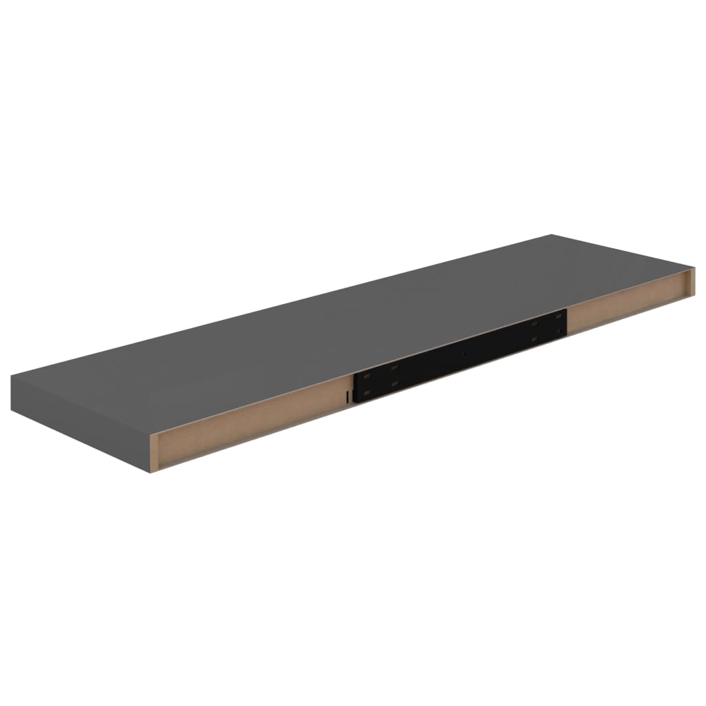 Kelluvat seinähyllyt 4kpl korkeakiilto harmaa 90x23,5x3,8cm MDF - Sisustajankoti.fi
