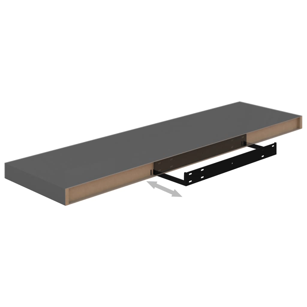 Kelluvat seinähyllyt 4kpl korkeakiilto harmaa 90x23,5x3,8cm MDF - Sisustajankoti.fi