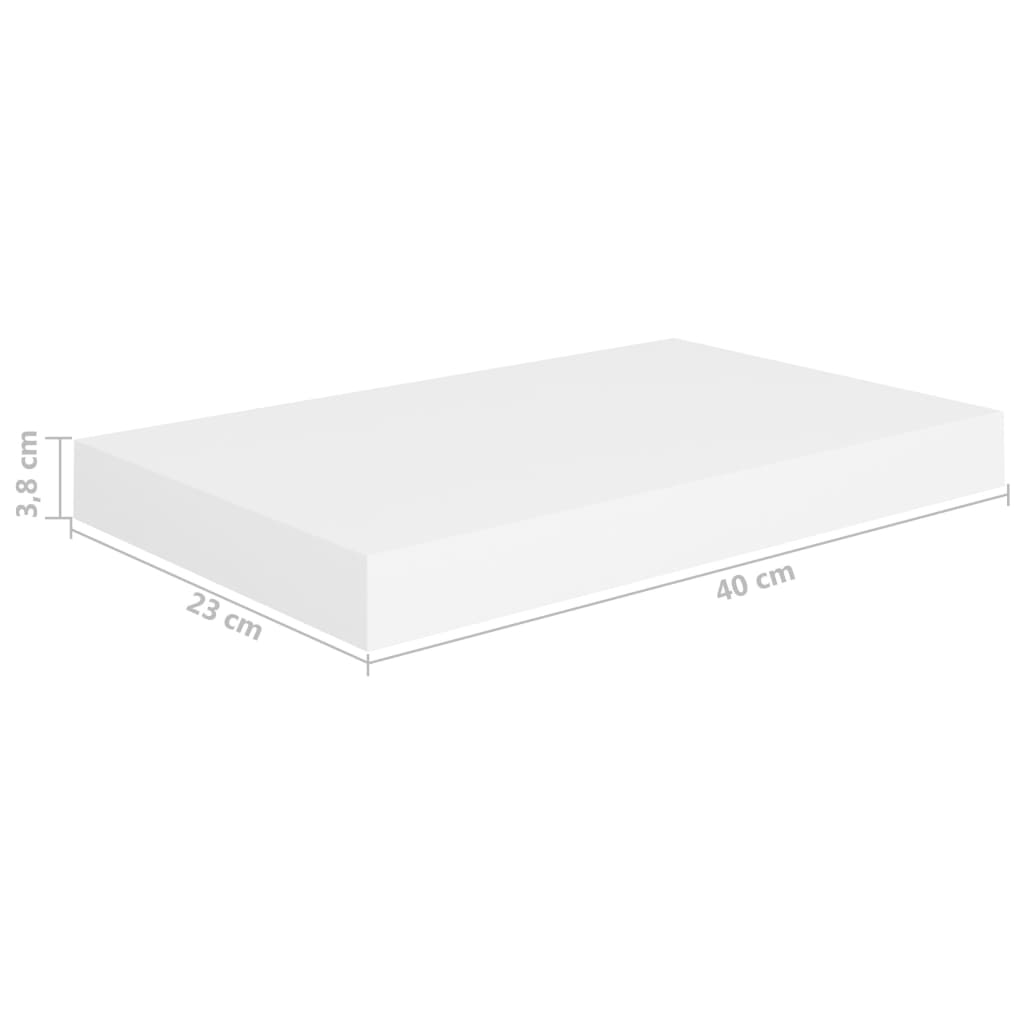 Kelluvat seinähyllyt 2 kpl valkoinen 40x23x3,8 cm MDF - Sisustajankoti.fi