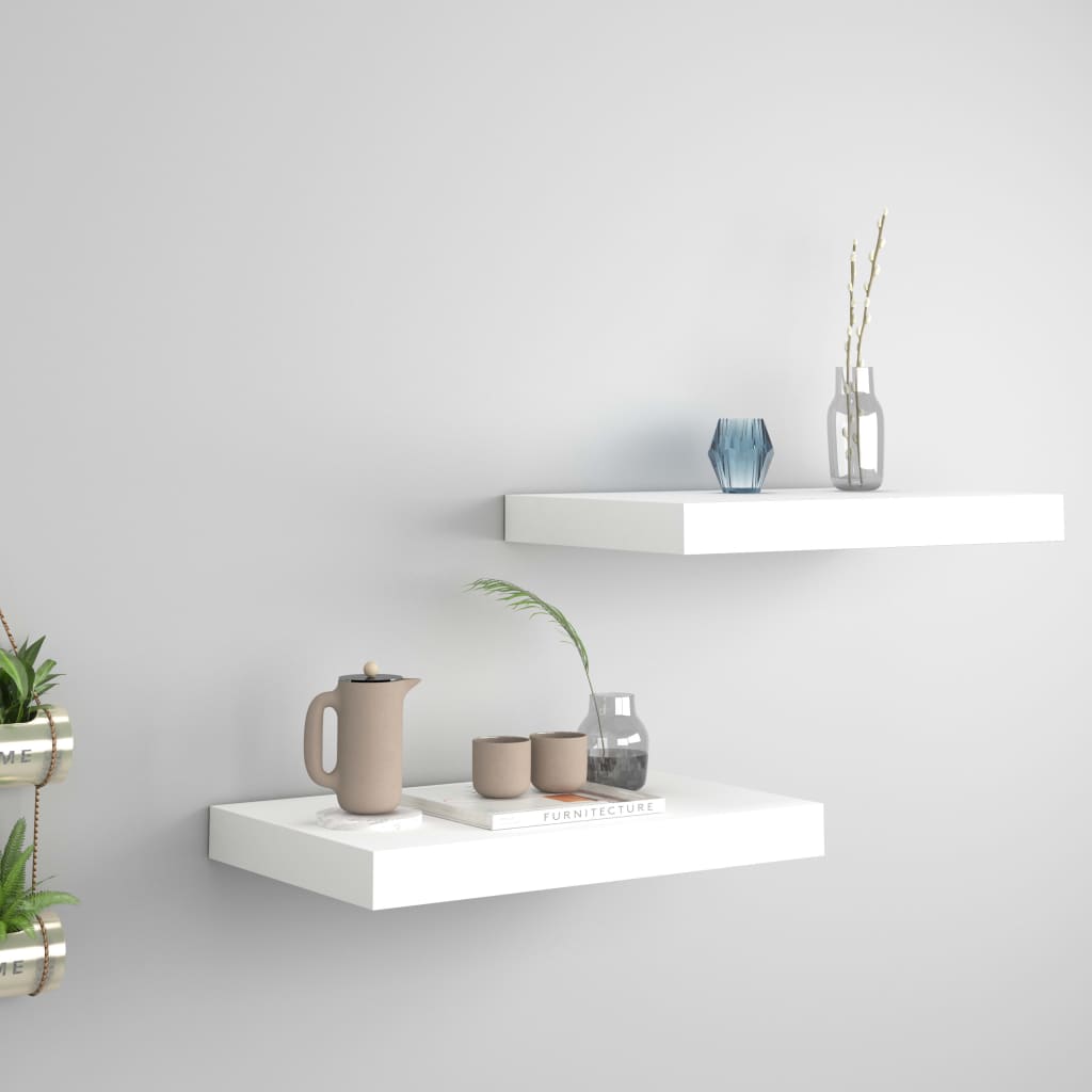 Kelluvat seinähyllyt 2 kpl valkoinen 40x23x3,8 cm MDF - Sisustajankoti.fi