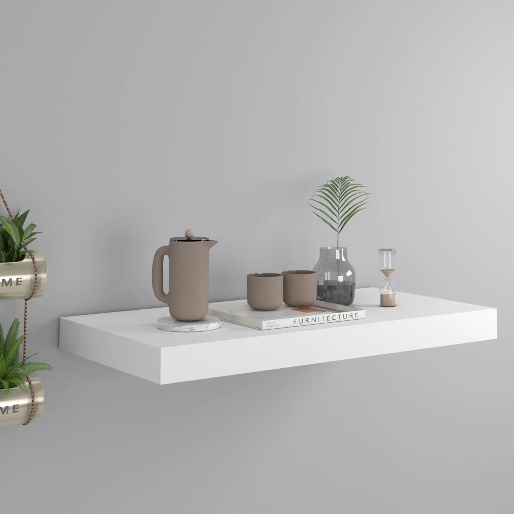 Kelluva seinähylly valkoinen 50x23x3,8 cm MDF - Sisustajankoti.fi