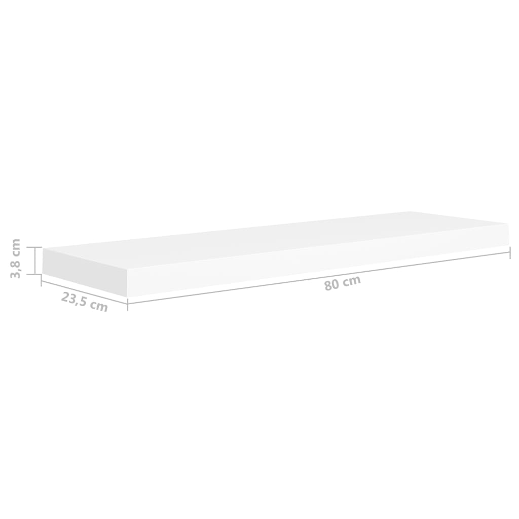 Kelluvat seinähyllyt 2 kpl valkoinen 80x23,5x3,8 cm MDF - Sisustajankoti.fi
