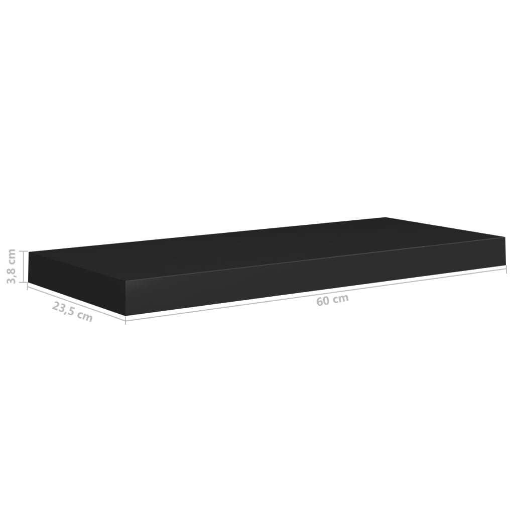 Kelluvat seinähyllyt 4 kpl musta 60x23,5x3,8 cm MDF - Sisustajankoti.fi