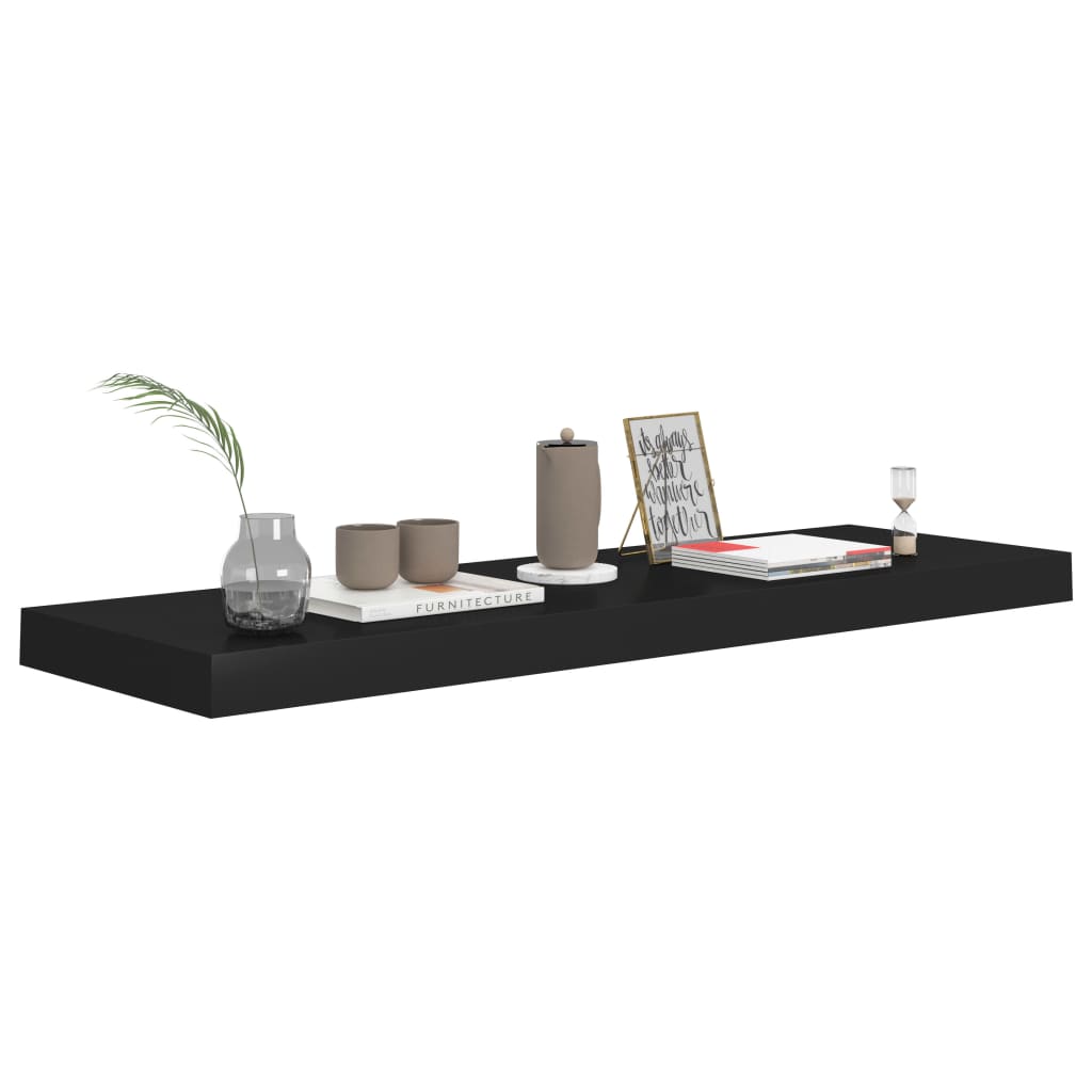 Kelluva seinähylly musta 80x23,5x3,8 cm MDF - Sisustajankoti.fi