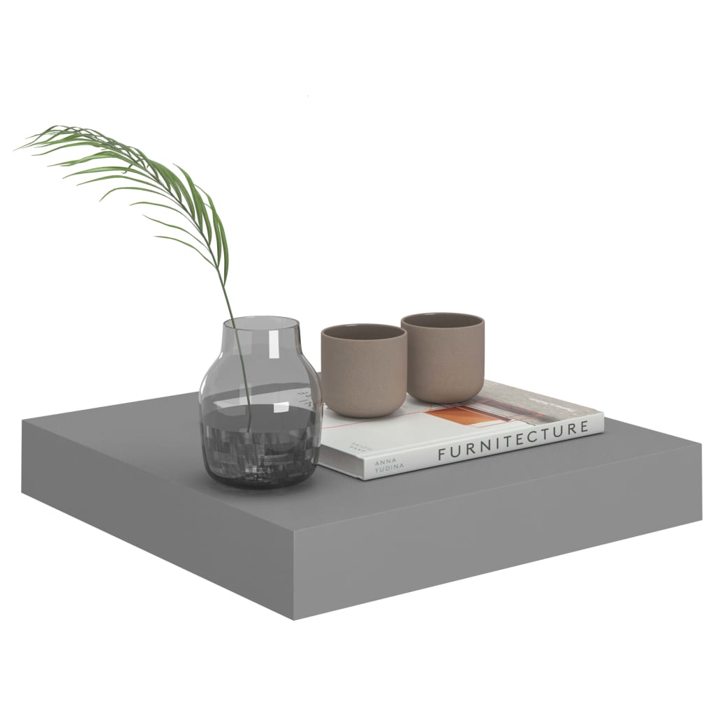 Kelluvat seinähyllyt 4 kpl harmaa 23x23,5x3,8cm - Sisustajankoti.fi