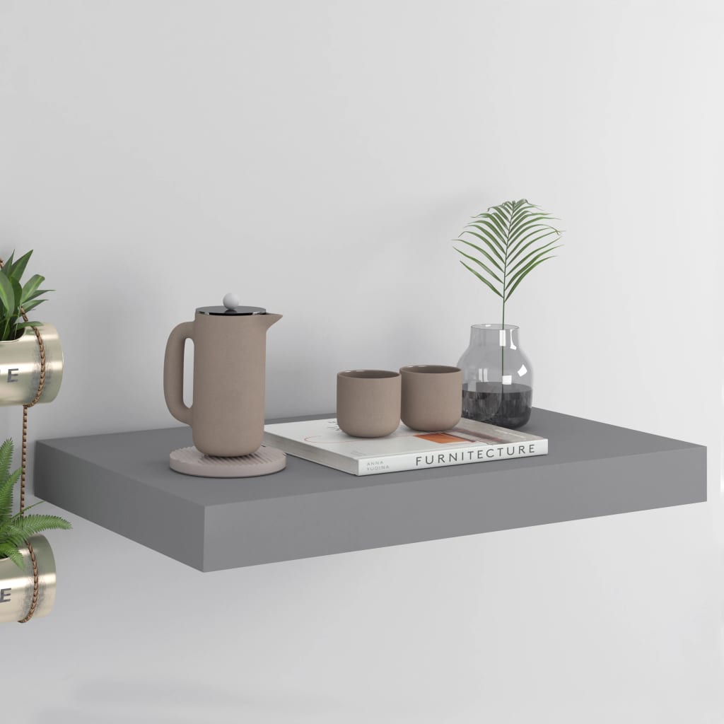 Kelluva seinähylly harmaa 40x23x3,8 cm MDF - Sisustajankoti.fi