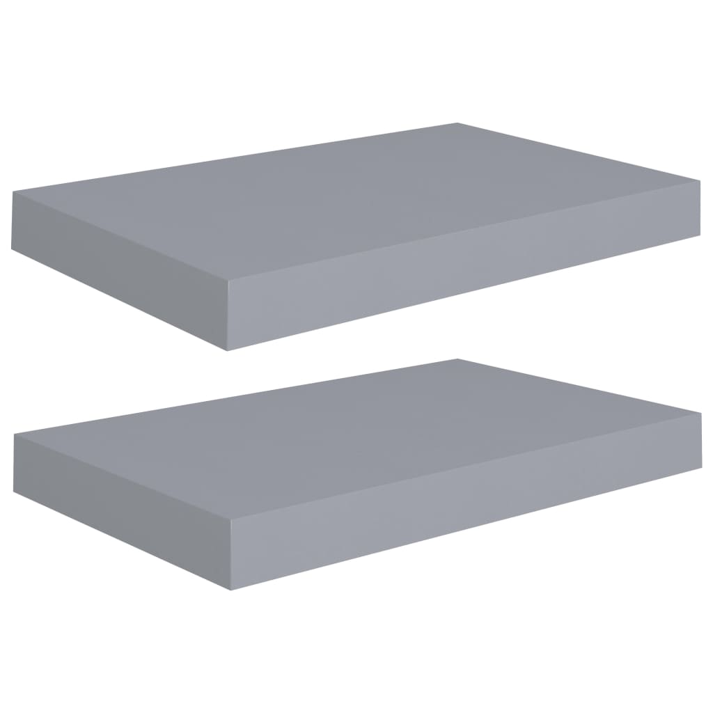 Kelluvat seinähyllyt 2 kpl harmaa 40x23x3,8 cm MDF - Sisustajankoti.fi