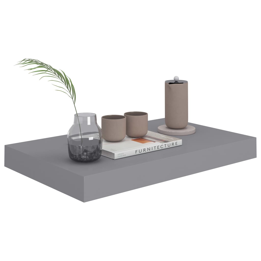 Kelluvat seinähyllyt 2 kpl harmaa 40x23x3,8 cm MDF - Sisustajankoti.fi