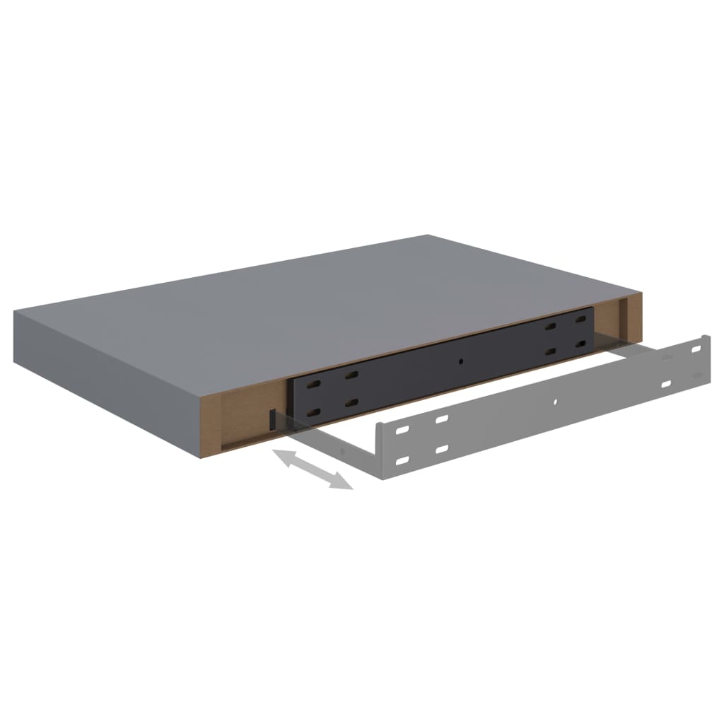 Kelluvat seinähyllyt 2 kpl harmaa 40x23x3,8 cm MDF - Sisustajankoti.fi