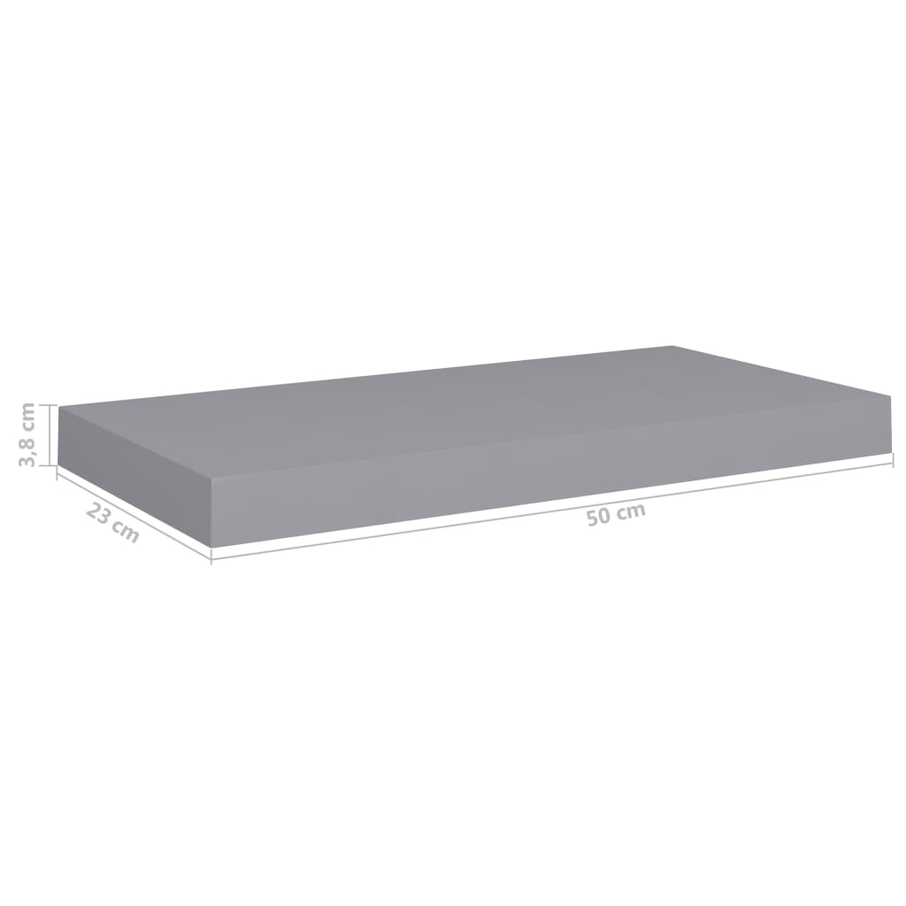 Kelluvat seinähyllyt 4 kpl harmaa 50x23x3,8 cm MDF - Sisustajankoti.fi