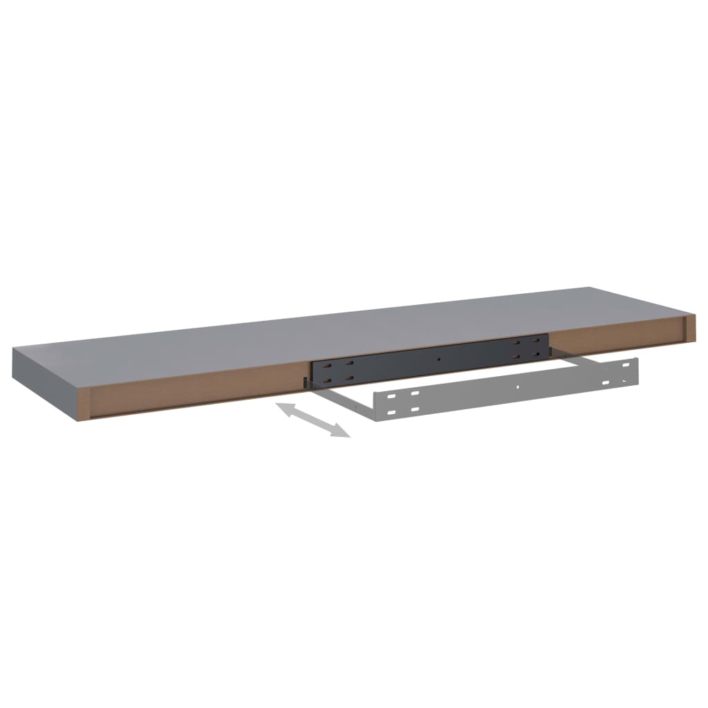 Kelluvat seinähyllyt 2 kpl harmaa 90x23,5x3,8 cm MDF - Sisustajankoti.fi